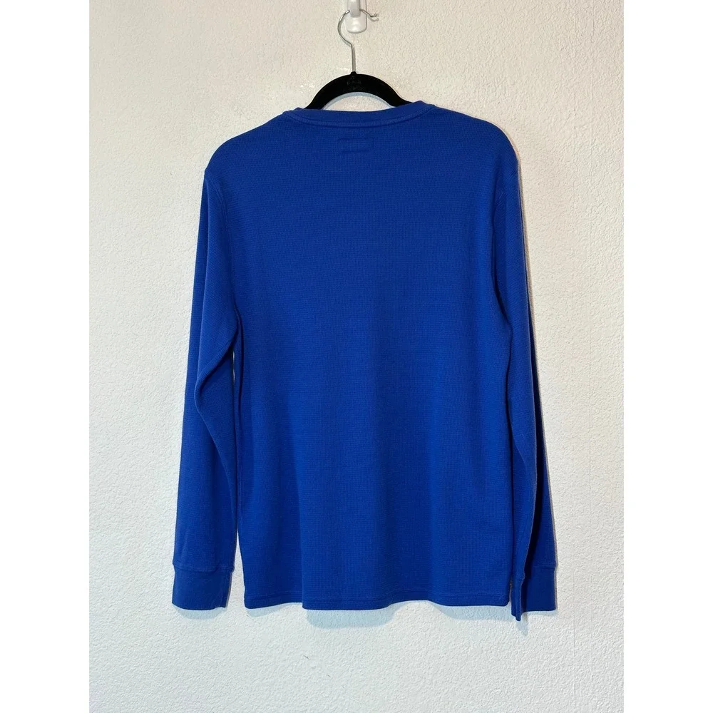 Polo Ralph Lauren Mens Blue Waffle Knit Thermal Long Sleeve Sleepwear Top Large